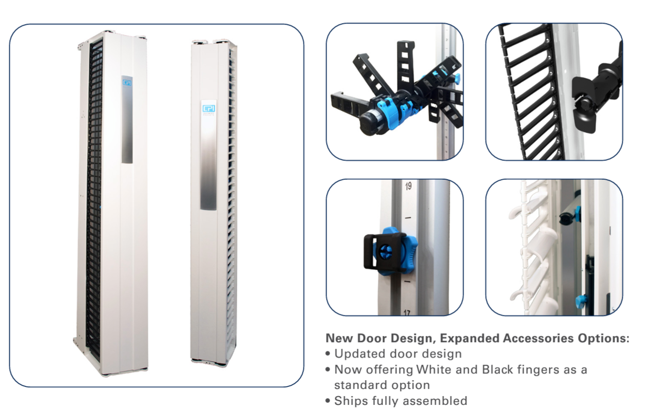 Large radii are designed into many of the frame elements to protect and support cables as they enter and exit the Motive Cable Manager.
